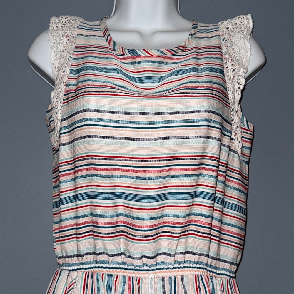 Belle Du Jour Striped Sleeveless Romper - Size Large - Picture 2 of 5